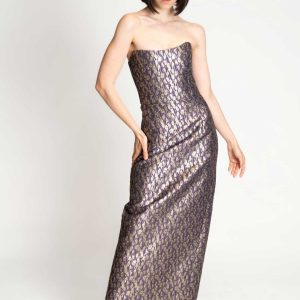 Purple & gold brocade casual dress